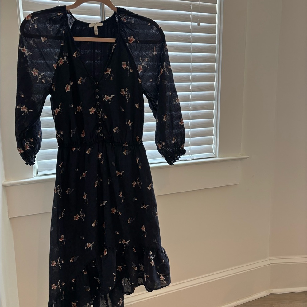 Joie Floral Midi Dress S Navy Boho Wedding Guest Dress NWOT - Picture 6 of 12